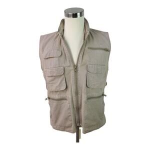 Banana Republic Khaki Tan Zip Up Hiking Cargo Fishing Journalist Vest Medium